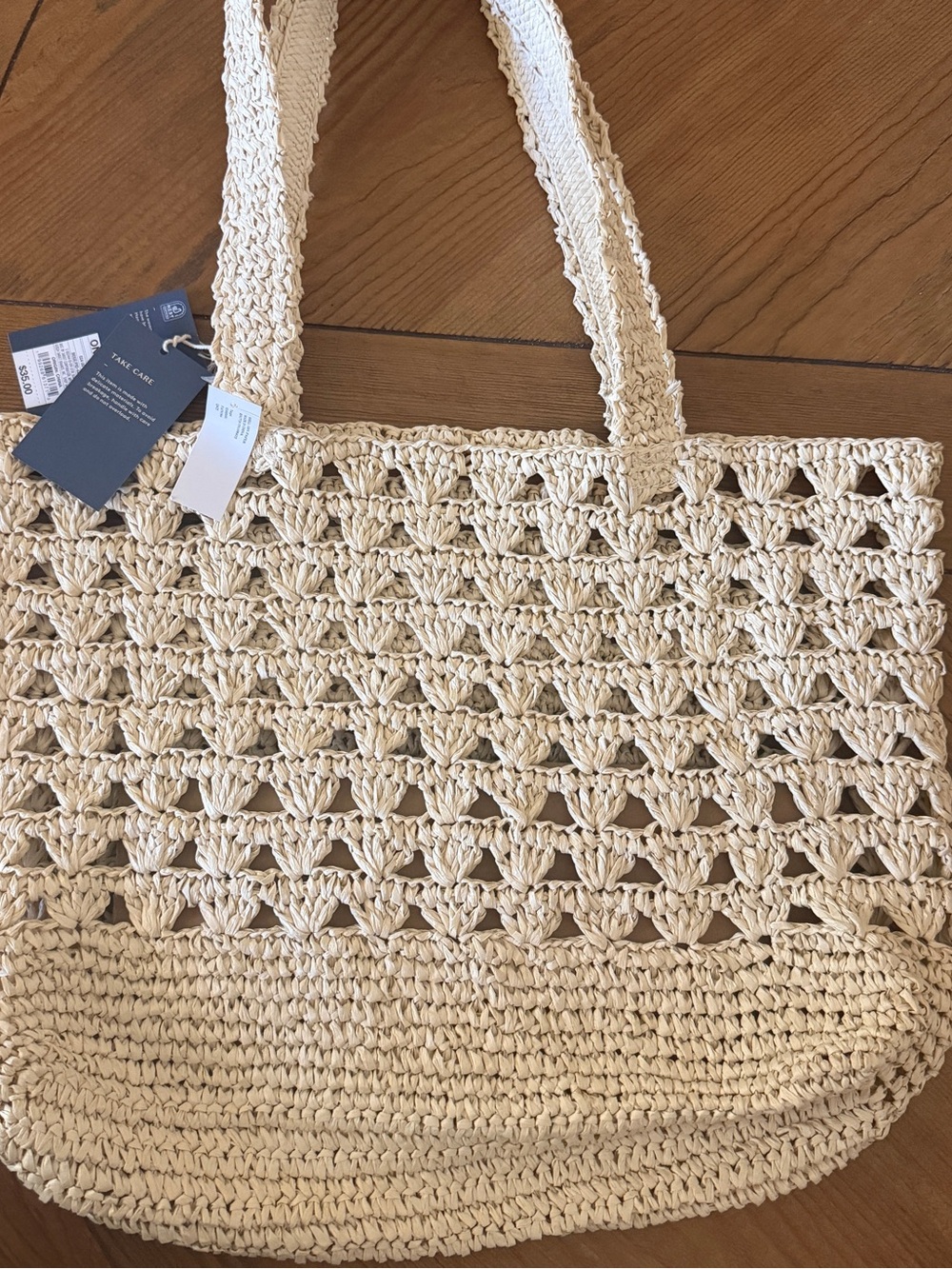 Straw Scallop Woven Tote Handbag - Universal Thread Natural